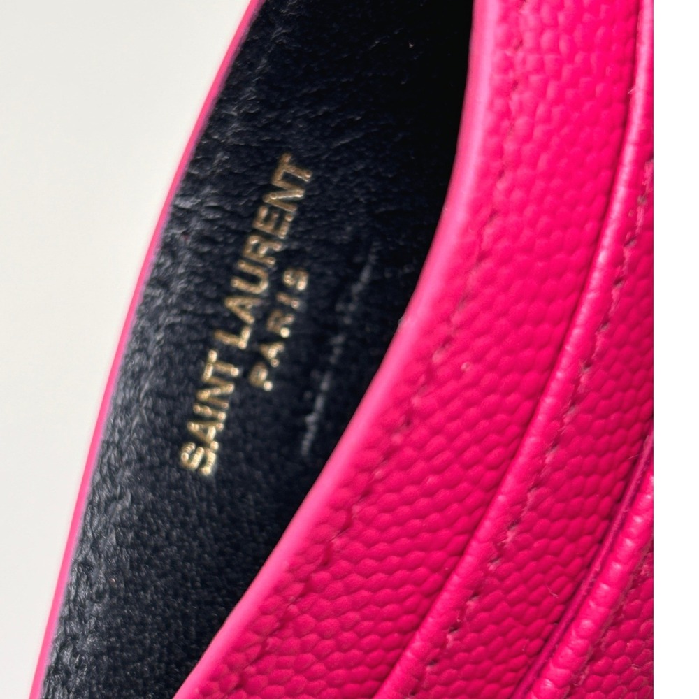 Saint Laurent YSL Monogram Quilted Leather Credit Card Case Shocking Pink - Picture 11 of 14